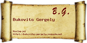 Bukovits Gergely névjegykártya